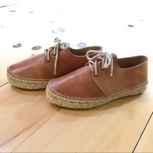Brown Handmade Lace Up Leather Espadrilles - 10